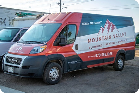 mountain valley plumbing and HVAC truck